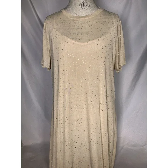 Forever 21 Beige Sequined Woven Dress Plus Size 0X NWT - Picture 1 of 12